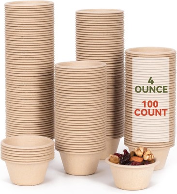 Gere Disposable Testing Cup Bowls,100 Pack, 4 oz,Natural Small, 4 oz Brown 