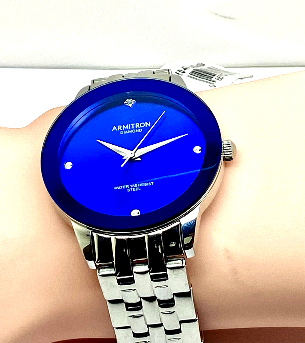 Armitron 20-4952SV Men's Watch Quartz Diamond WR50m Blue Dial 41mm New  Battery