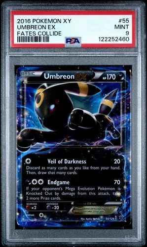 Pokémon TCG Umbreon EX Fates CollidE PSA 9 GRADED MINT Eeveelution Slab