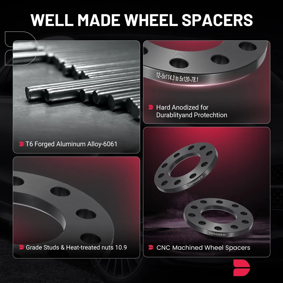 2x 5x4.5inch 5x120mm Wheel Spacers 1/2 inch For Lexus GS F 2016-2020 — 第 3/4 张图片