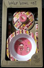 Sugar Booger by ORE Mealamine  Suction Bowl Lid Fork Spoon Set New In Bx