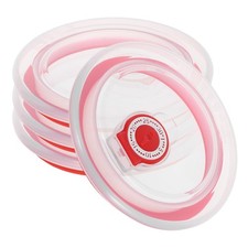 DOITOOL 4.5in Silicone Bowl Covers Reusable Lids for Bowls Food Storage Red