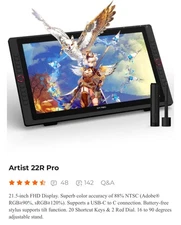 Xp-pen Artist 22r Graphics Display Screen Tilt Stand Pro Drawing Tablet - Black