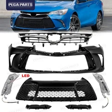 Bumper Cover Upper Lower Grille Fog Light Bracket Set For 2015-2017 Toyota Camry