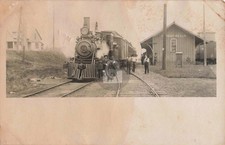 Railroad Station, Harbor Beach MI Michigan 1907 RPPC Photo Postcard COPY