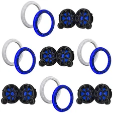 Kicker (4 Pair ) 51MSS84 8" Component LED Premium Marine Speakers & 51KLSR88 ...