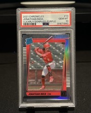 2021 Panini Chronicles Clearly Donruss Rated Rookies Jonathan India Purple /25