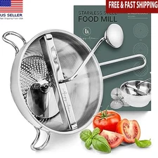 Ergonomic Food Mill Stainless Steel 3 Grinding Discs Sauces Jams Baby Food New