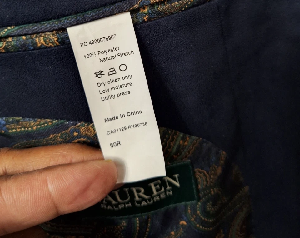 Blazer de gamuza sintética Lauren Ralph Lauren para hombre 50R azul abrigo deportivo Preppy Academia Foto 4 de 4