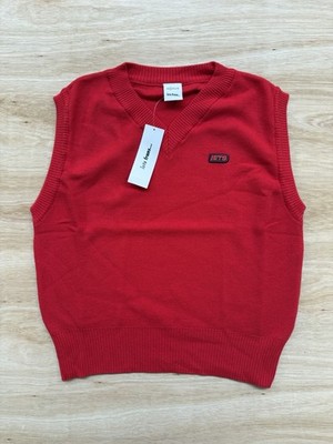 Unisex Iets Frans rot Strickweste S V-Ausschnitt ärmellos Pullover Tank adrett neu mit Etikett £34