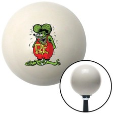 Rat Fink Ivory Shift Knob W M16x1.5 Insert Shifter Auto Manual Custom Brody