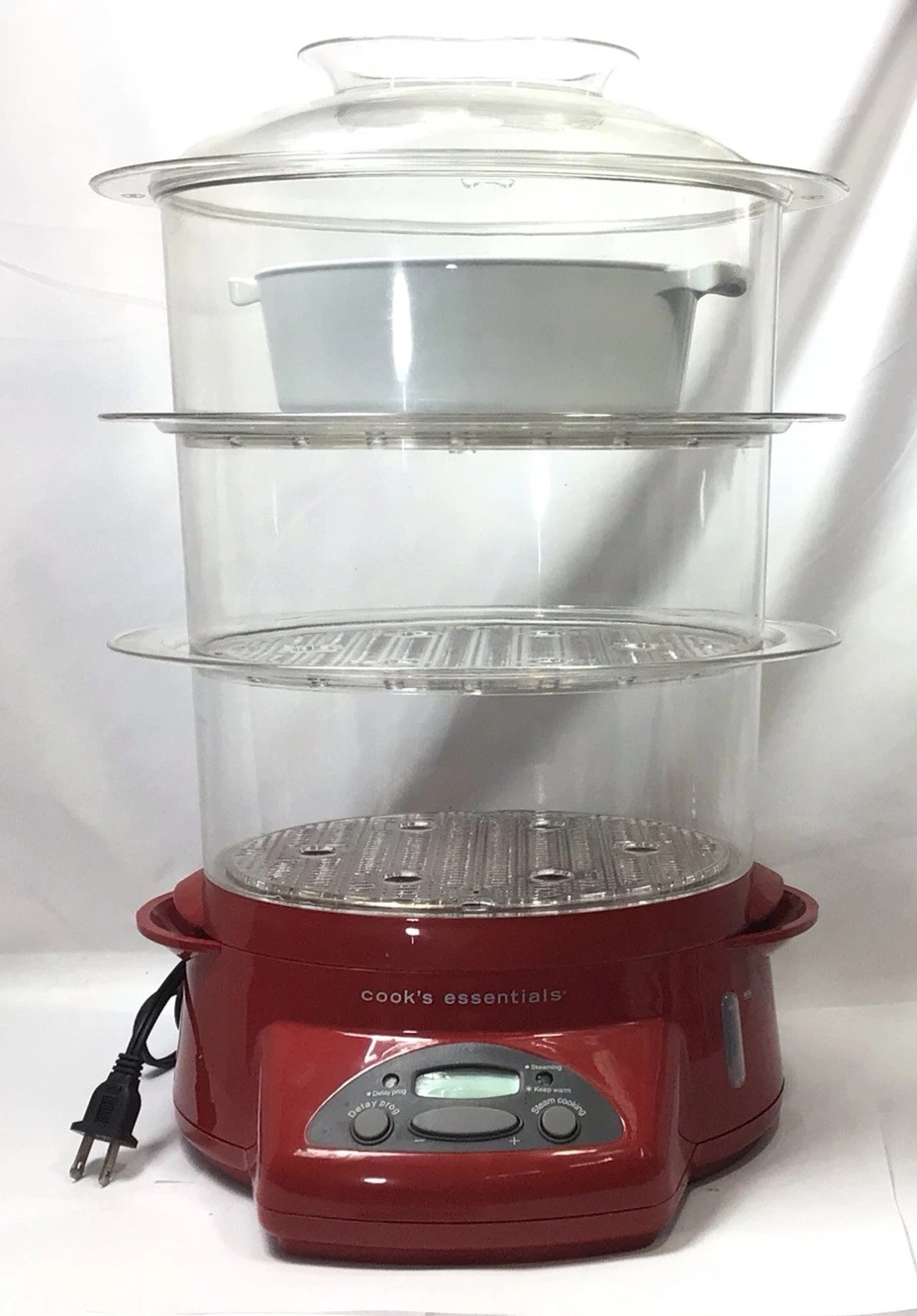 VTG Cooks Essentials Blue 3 Tier Steamer Digital Egg Vegetable Cooker (97502 )