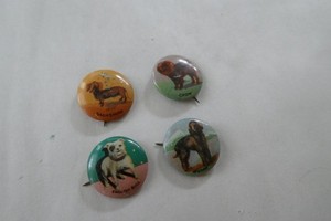4 Vintage Dog Pinback Buttons