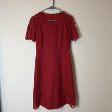Elie Tahari Red Lace Sheath Dress Women’s Size 4 Short Sleeve Cocktail Party