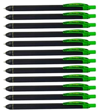 12 Pack Lime Green Retractable Pens Smooth Writing Latex Free Grip 0.7mm Ink