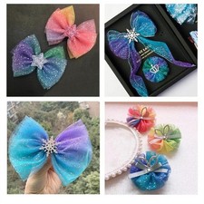 Mesh Fabric Roll with For RAINBOW Gradient and Silver Dot for Craft Projects