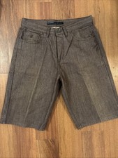 Rocawear Y2K Baggy Denim Shorts Mens 36 Brown Embroidered Hip Hop Streetwear