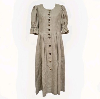 Feelings Trachtenkleid 100% Leinenkleid 40 L Beige Vintage Kleid Landhausstil