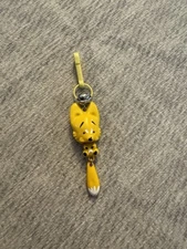 Vintage 1980's Plastic Clip Bell Charm Yellow Jointed Fox RARE