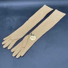 Shimmery Gold Gloves Vintage 50 60s Evening Dressy Mid-Arm Glittery Lame NOS