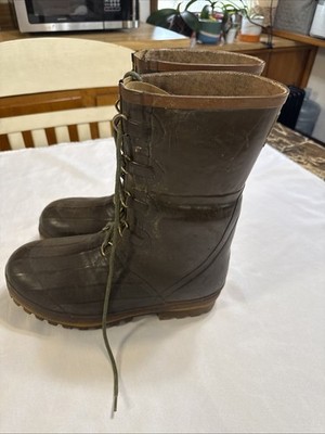 Hodgman D-84 Insulated Rubber Boots Mens 11 Green Hunting Fishing Chore Vintage
