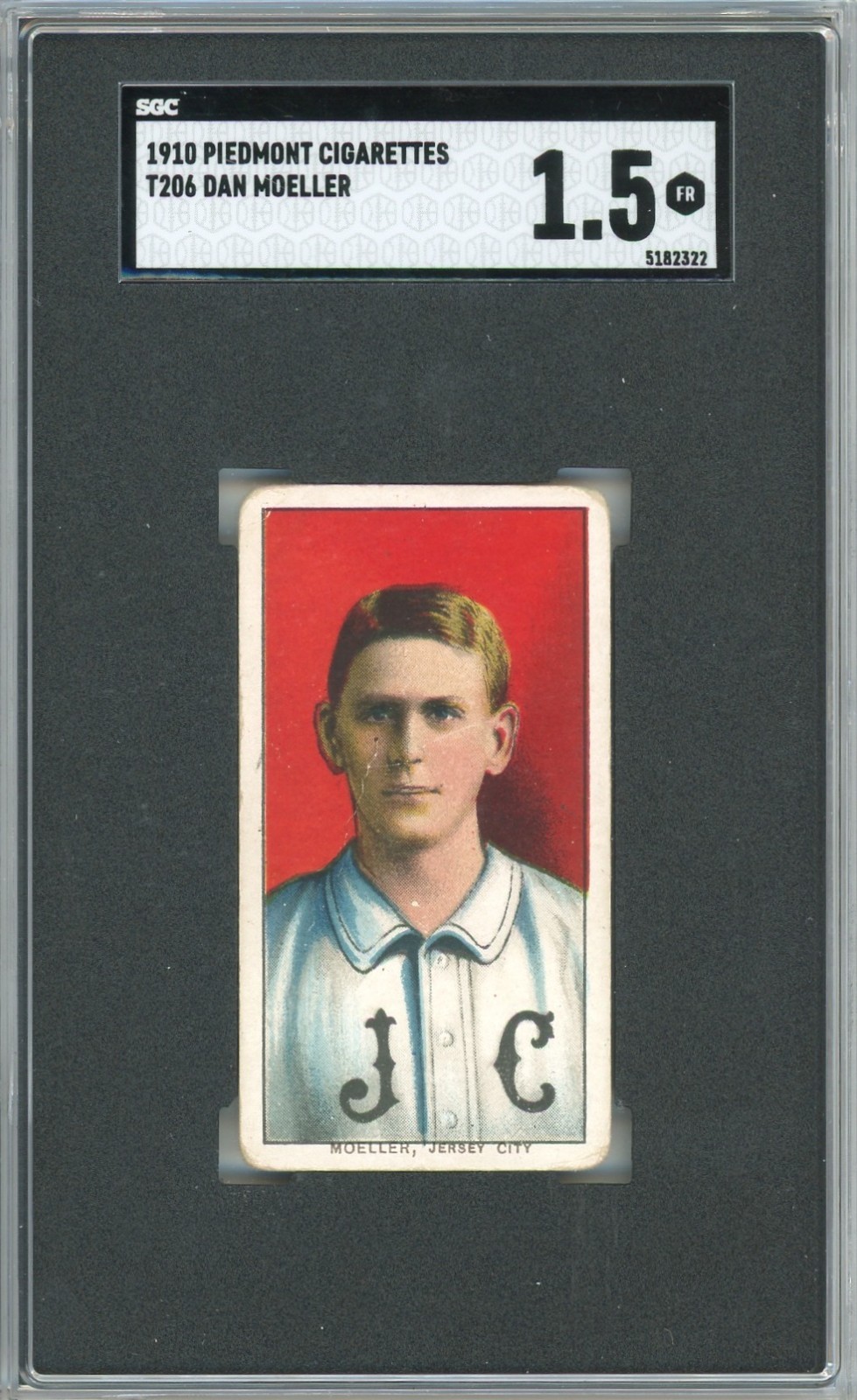 T206 - 1910 - DAN MOELLER - JERSEY CITY SKEETERS - PIEDMONT 350 BACK - SGC 1.5