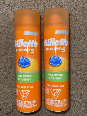 (2) Gillette Fusion 5 Ultra Sensitive Men s Shaving Gel-7oz. Each
