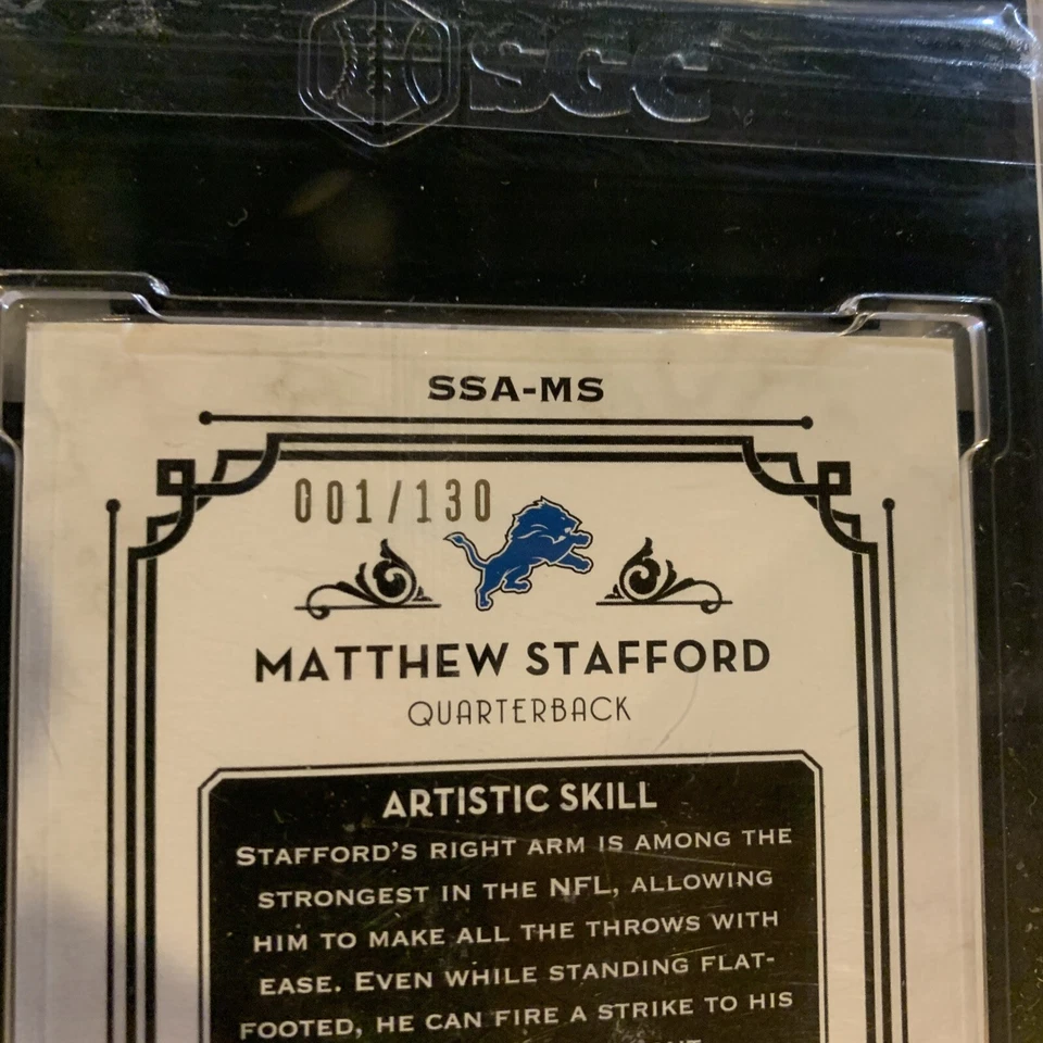 2013 Topps Museum Matt MATTHEW STAFFORD OnCard Auto SGC MINT 9/10 FOTL #001/130! - Image 4 of 4