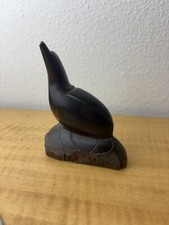 Hand Carved Wooden Seal Sculpture Vintage Sea Lion Hardwood Heavy
