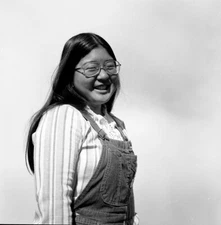 Vintage Negative B&W Med Format 1970's Yearbook Photo Girl Glasses  #483
