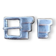 Vintage Mid Century Modern Sterling Silver Mexico Belt Buckle with Keeper Signed