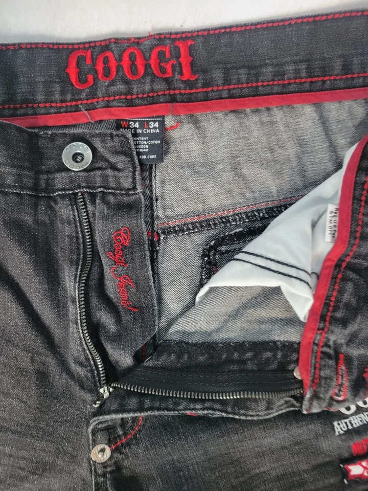 Jeans masculino vintage COOGI Y2K autêntico australiano perna larga 34X34  - Imagem 4 de 4