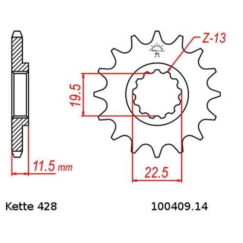 Комплект цепей Kawasaki KLX 125 B 03-06 RK 428 H 130 открытые 14/57 - Изображение 2 из 4