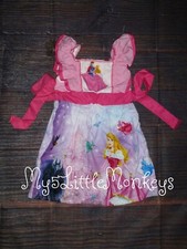 NEW Boutique Princess Aurora Sleeping Beauty Girls Sleeveless Ruffle Dress