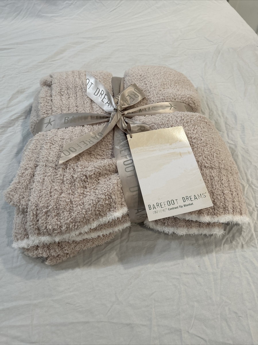 布団・毛布 BAREFOOT DREAMS CozyChic Contrast Tip BAREFOOT DREAMS Cozy Chic Contrast Tip Blanket, Beige, 45” X 60