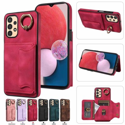 For Samsung A13 A23 A33 A14 A34 A54 A32 A52 Ring Stand Wallet Leather Case Cover