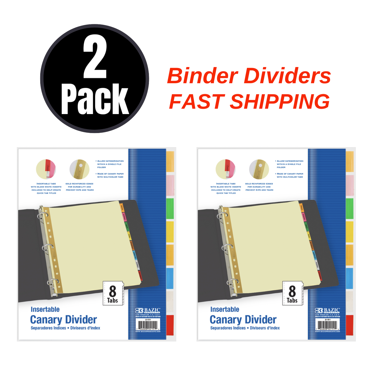 Poly Index Dividers- Double Pocket- 8-Tab- 8-.50in.x11in.- Multi