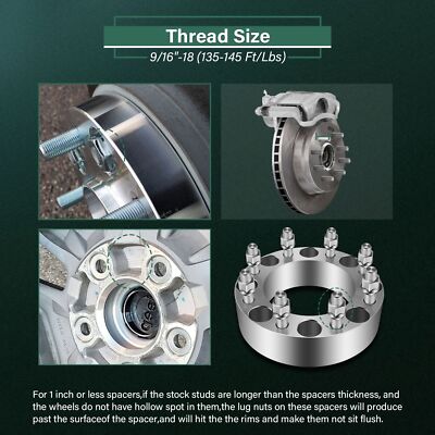 4-Piece 1.5" Wheel Spacers For Dodge Ram 2500/3500 – 8x6.5 Bolt Pattern, 9/16x18 Thread