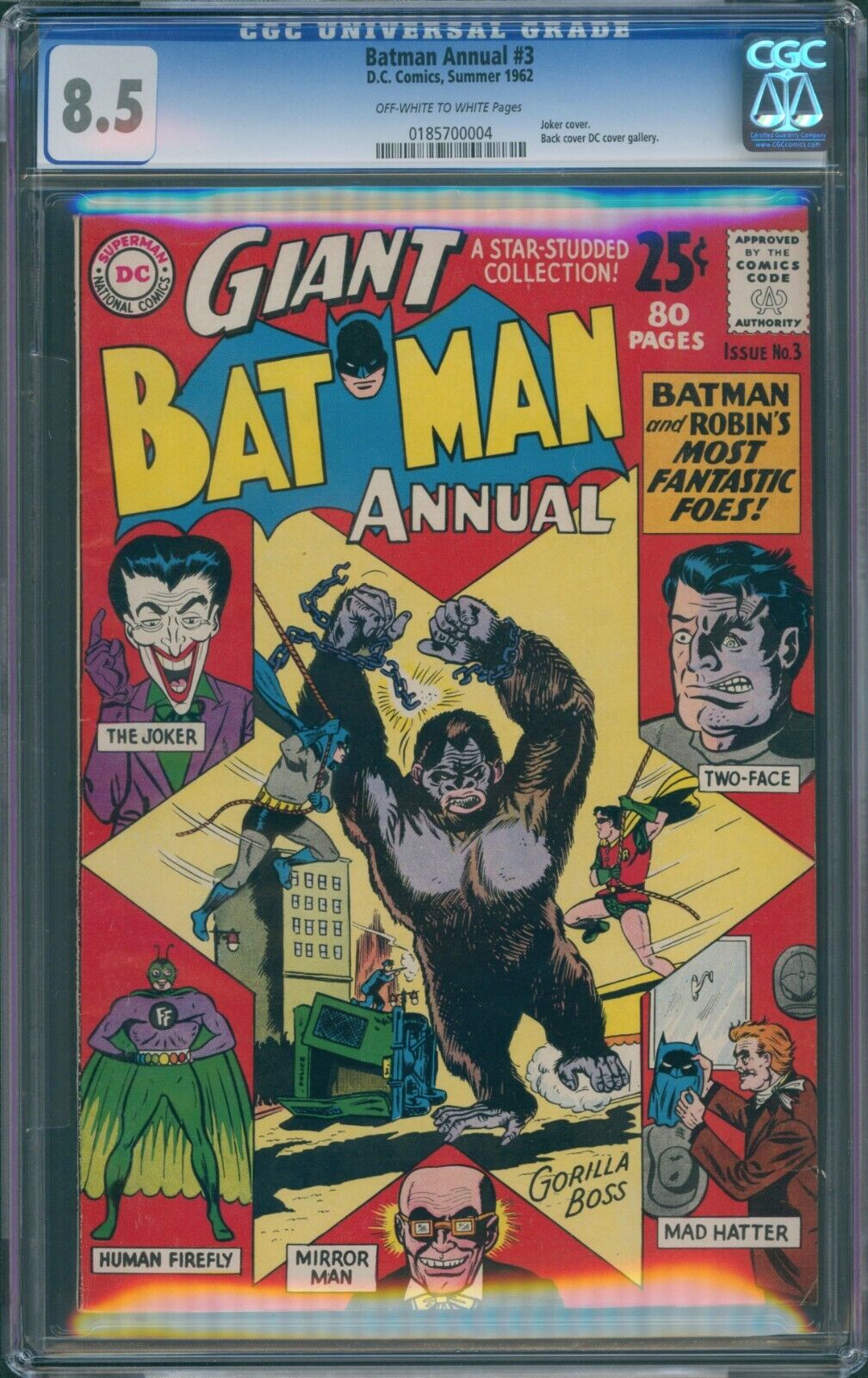BATMAN ANNUAL #3 CGC 8.5 GIANT SIZE 80 PAGES JOKER TWO-FACE COVER DC COMICS 1962