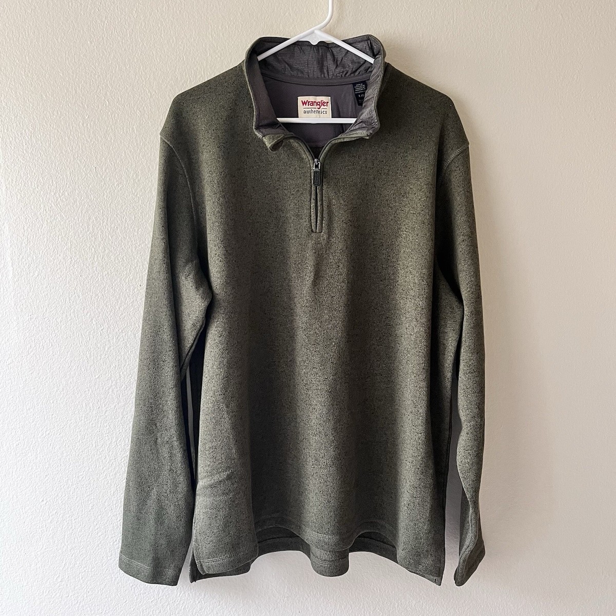 rock san専用 Wrangler Authentics Mens Size L Fleece 1/4 Zip Sweatshirt Green