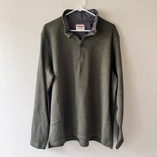 Wrangler Authentics Mens Size L Fleece 1/4 Zip Sweatshirt Green Olive NWT