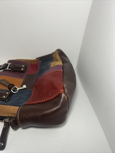 Fossil- Patchwork Hobo Bag Purse- Genuine Leather-Suede Shoulder Handbag - Picture 12 of 24