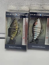 2 X H20 Xpress Fishing Lure 3" Ultimate Jointed Baby Crappie, Threading Shad
