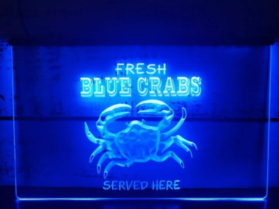 Fresh Blue Crabs LED Neon Light Sign Restaurant Seafood Cafe Bar Shop Wall Decor