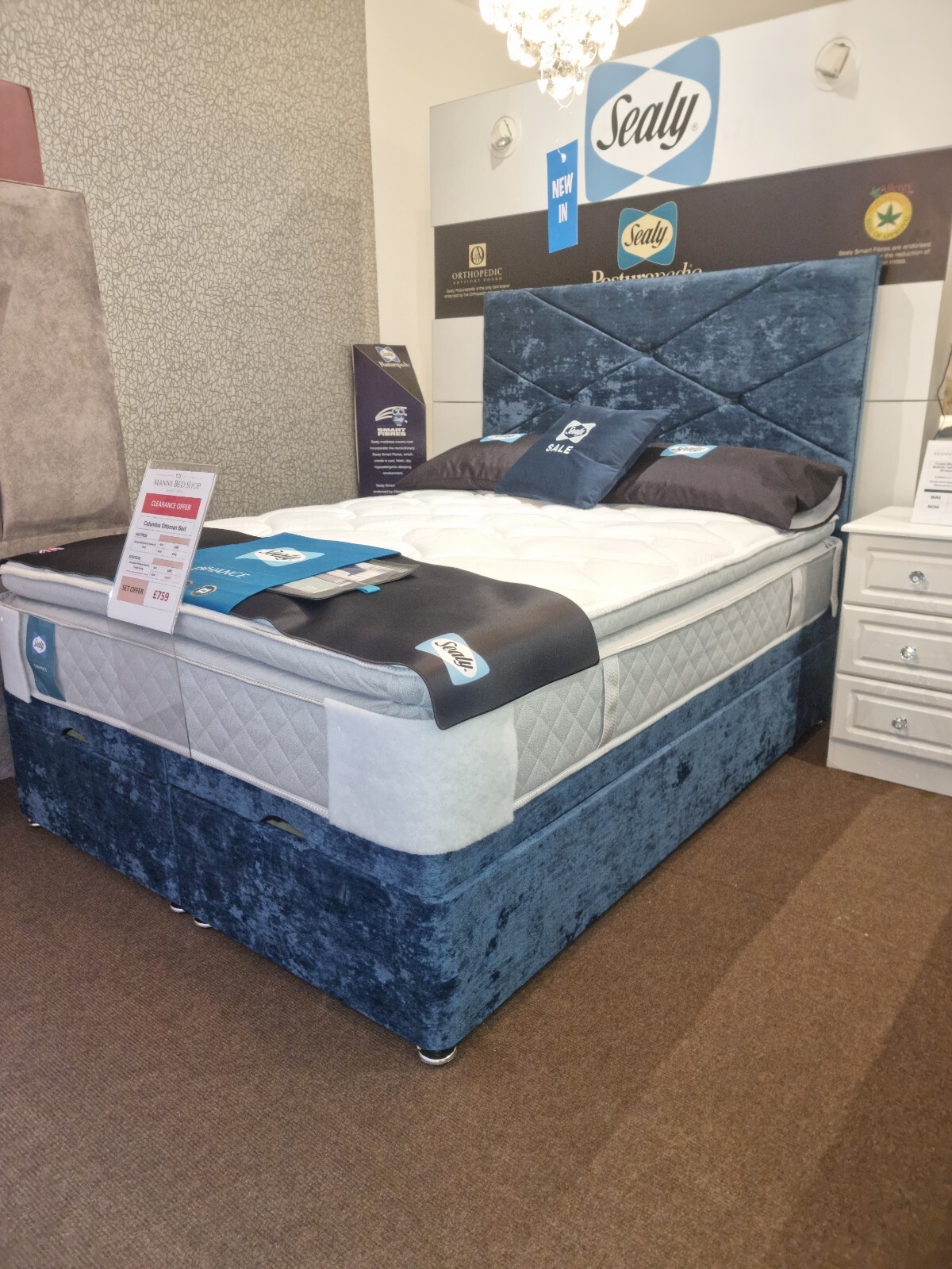 Ex Display Ottoman Bed with 54" Floor Standing Headboard eBay