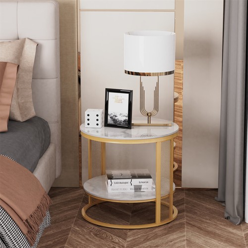 Extra Thick Marble Coffee Table Anit-scratch Side Table Round Accent Furniture - Picture 3 of 12