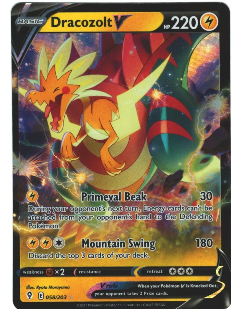 Dracozolt V 58/203 Evolving Skies Holo Rare Pokemon Card Pokémon