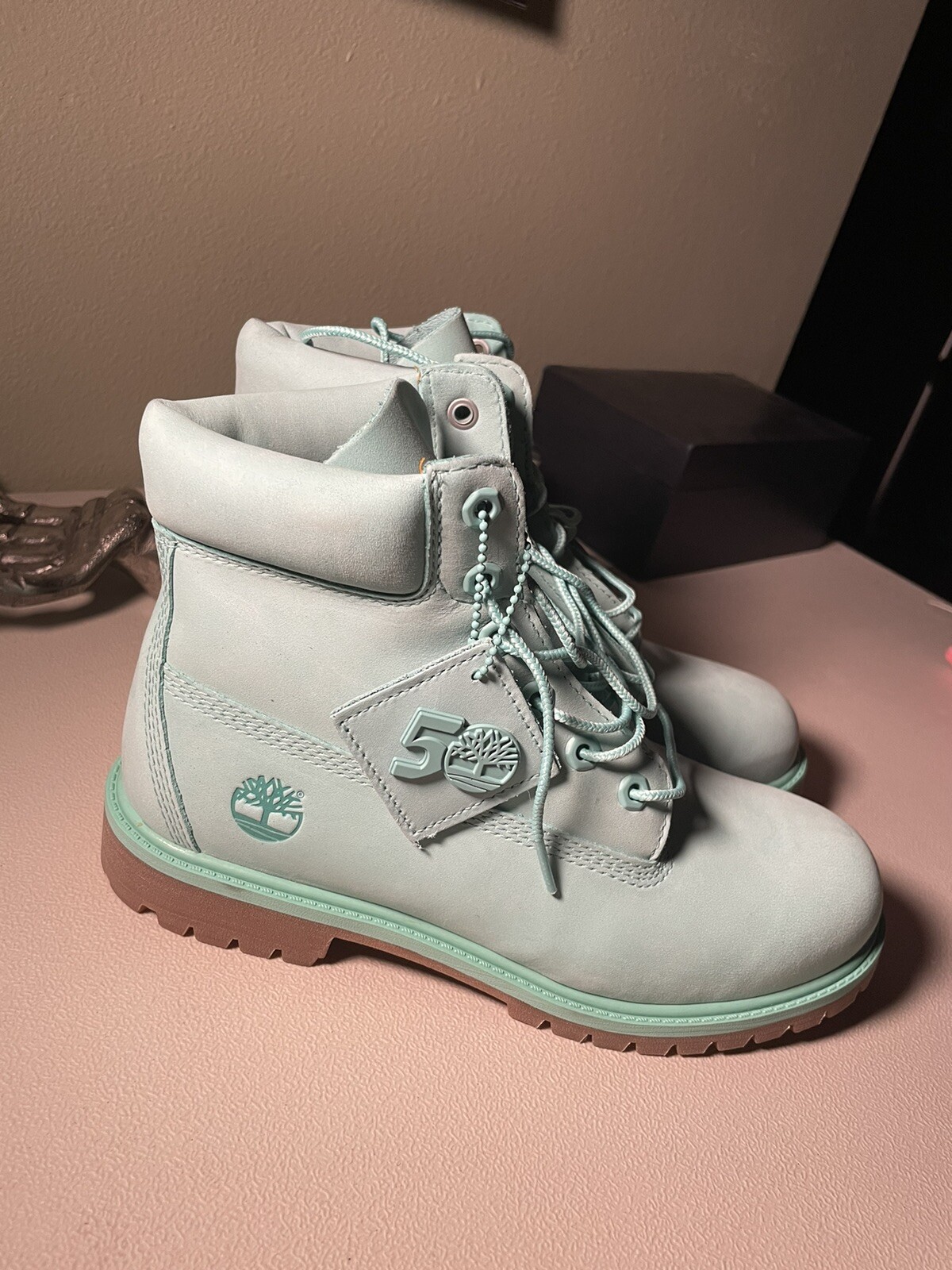 Timberland 50th Anniversary Premium 6” Boots Light Teal Waterproof Size 7 men image 3
