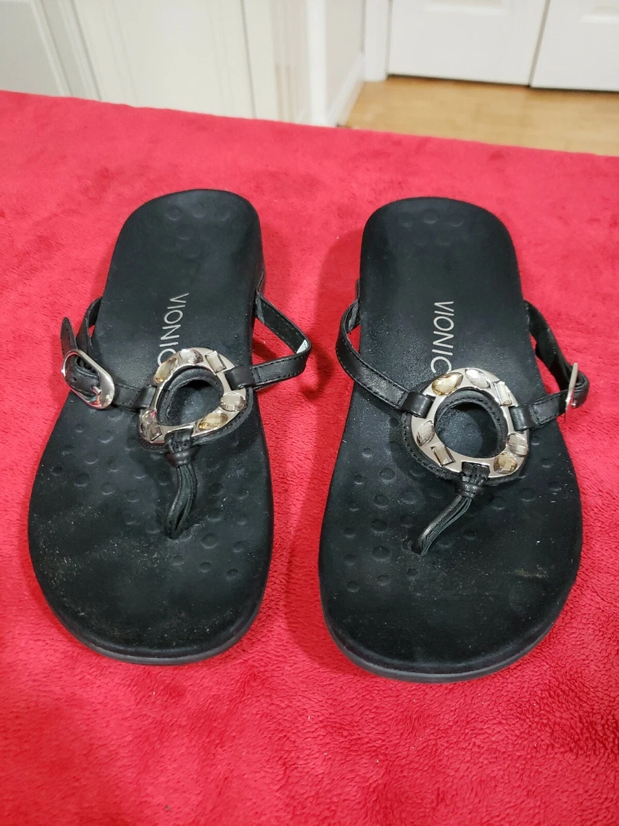 Vionic Karina Thong Slide Sandals Women s Size US 7 Black Flip