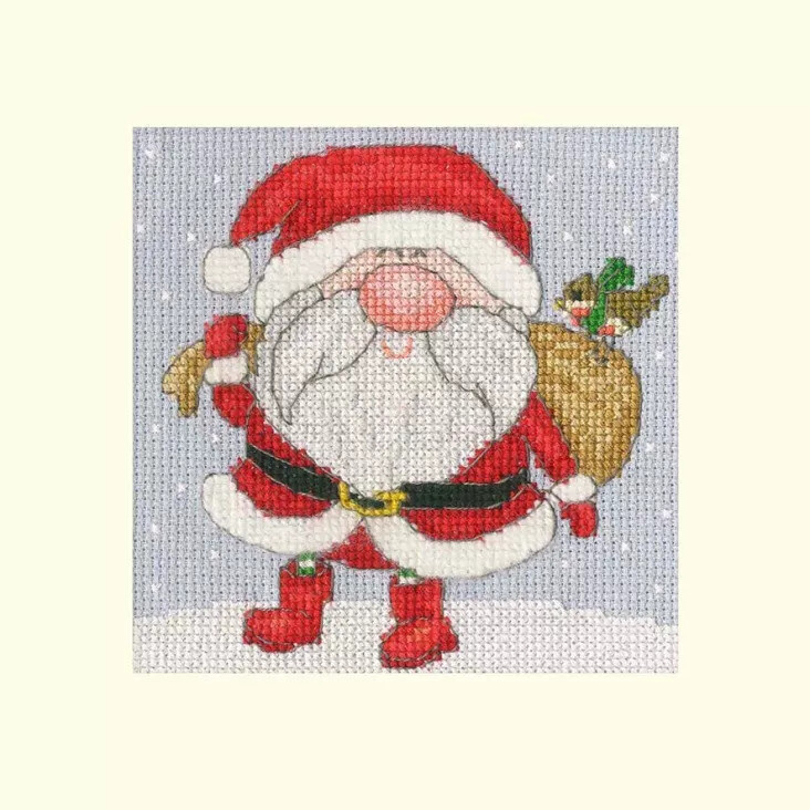 Jolly Santa - Christmas Card Cross Stitch Kit by Bothy Threads